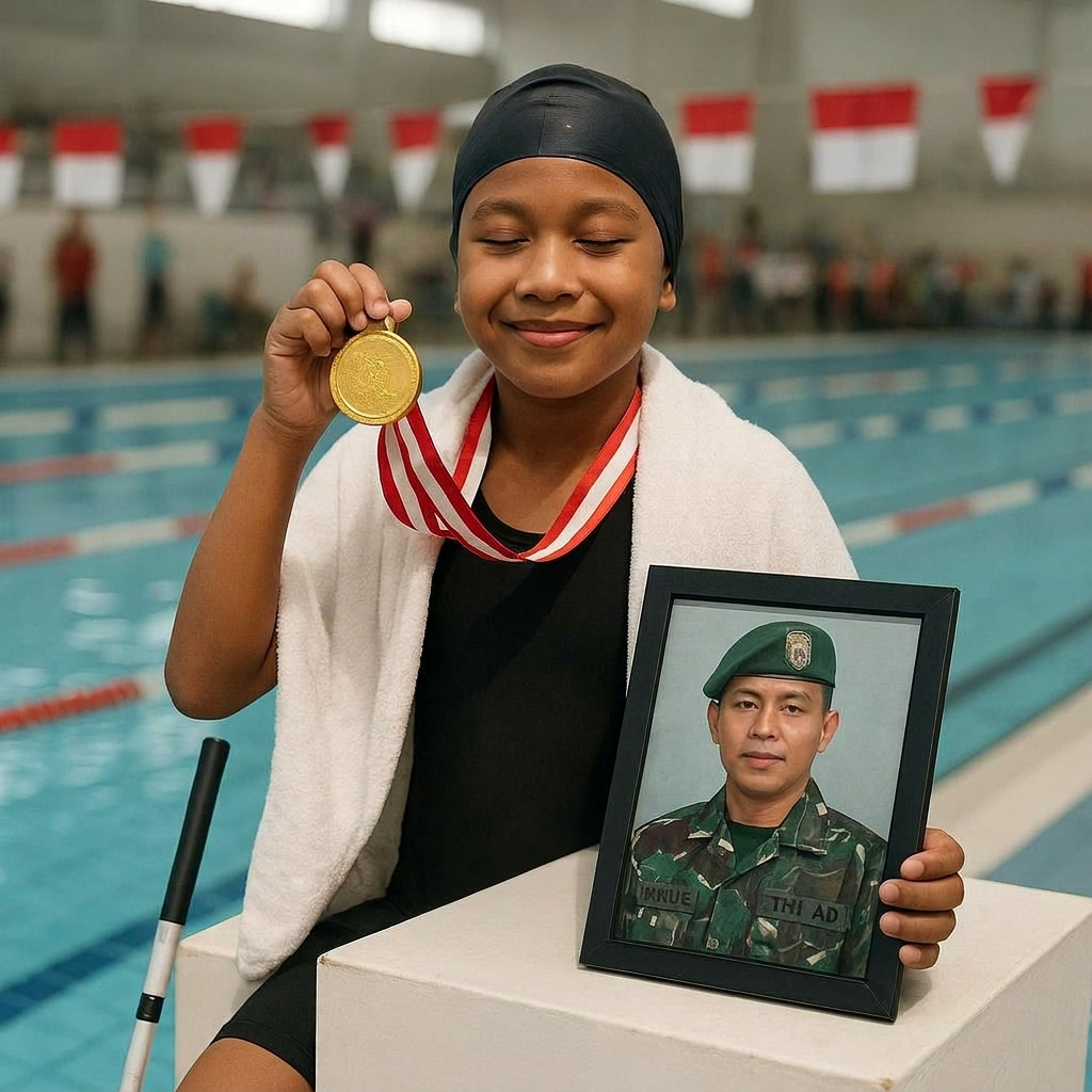 Anak Prajurit TNI AD dengan Disabilitas Raih Medali Emas Renang Nasional, Didedikasikan untuk Ayah di Medan Tugas