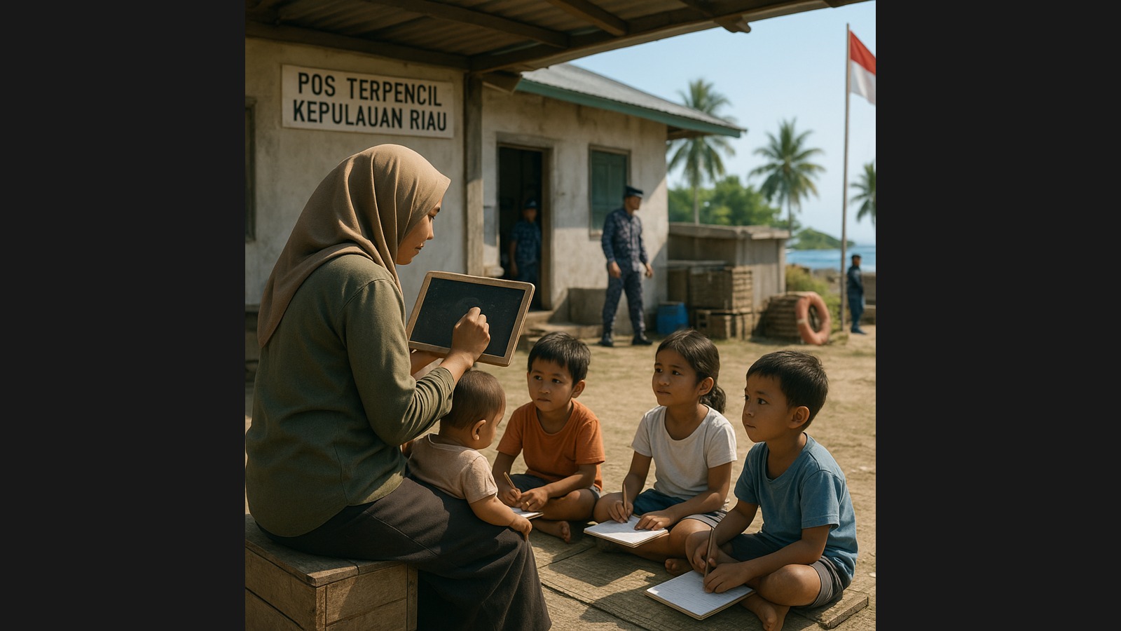 Istri Prajurit di Pulau Terpencil Mengajar Anak-anak dan Warga