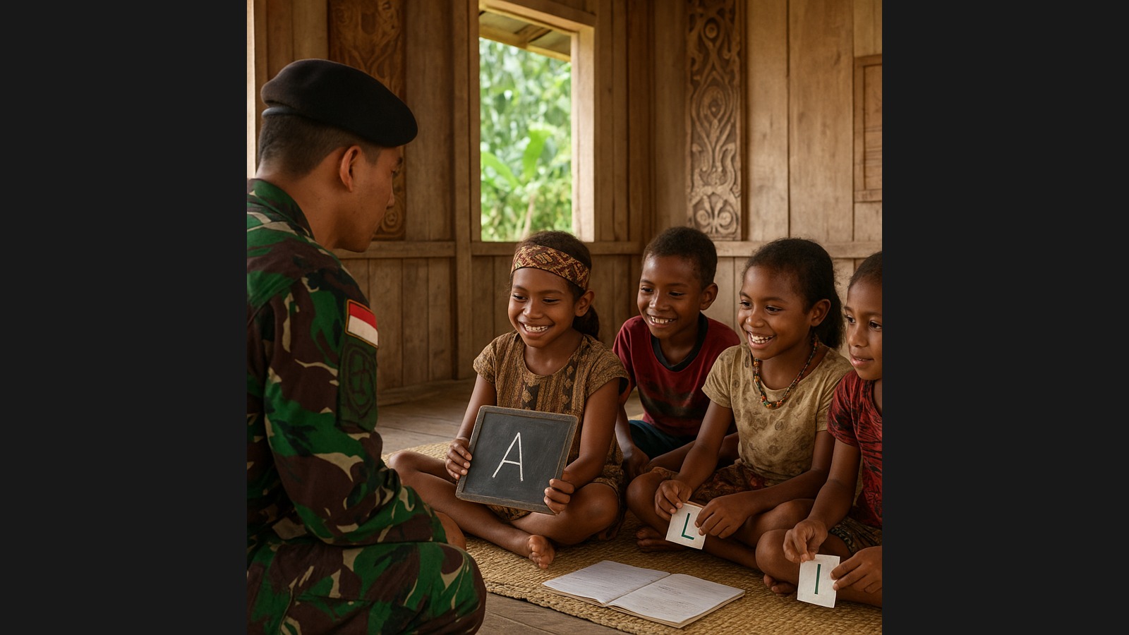 Prajurit TNI AU di Papua Jadi Guru Sukarela untuk Anak-anak Asmat
