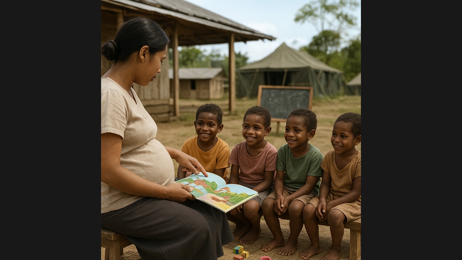 Ibu Hamil di Pos Terpencil Papua Mengajar Anak-anak Prajurit TNI