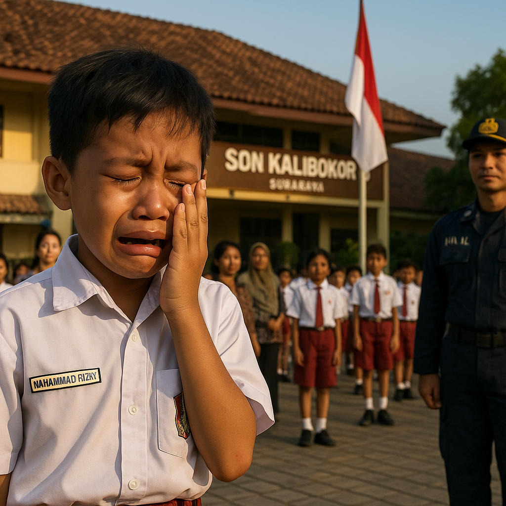 Tangis Haru Anak Prajurit TNI AL Saat Ayahnya Tiba di Sekolah Setelah 9 Bulan Berlayar