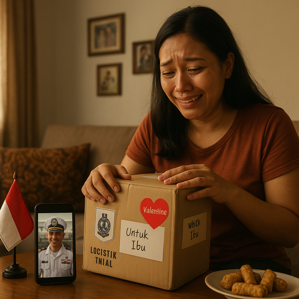 Kejutan Valentine: Istri Prajurit TNI AL Mendapatkan Paket Makanan dari Suami yang Bertugas di Kapal Perang