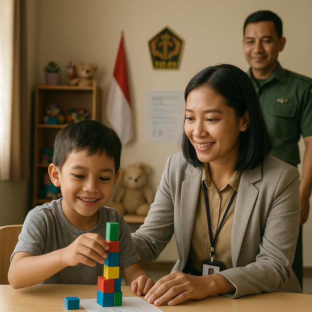 Anak Prajurit TNI AD dengan Autism Menunjukkan Kemajuan setelah Terlibat Program Pendampingan dari Psikolog Kesatrian