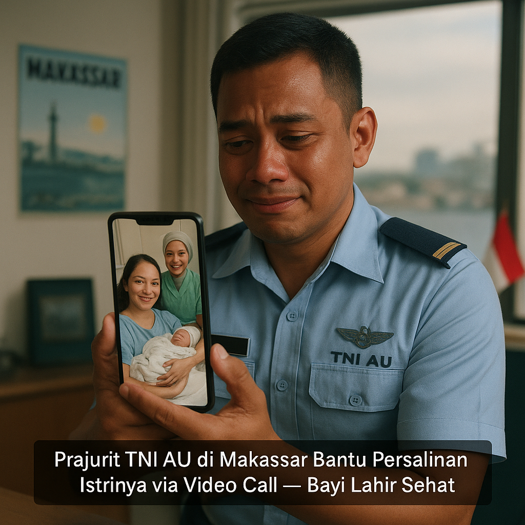 Prajurit TNI AU di Makassar Bantu Persalinan Istrinya via Video Call Saat Terjebak Tugas, Bayi Lahir Sehat