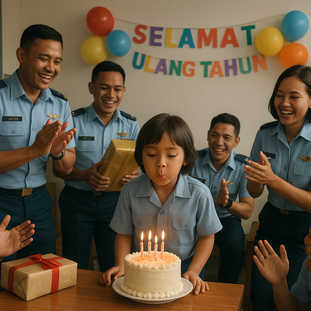 Kejutan Ulang Tahun untuk Anak Prajurit TNI AU dari Rekan-rekan Ayahnya