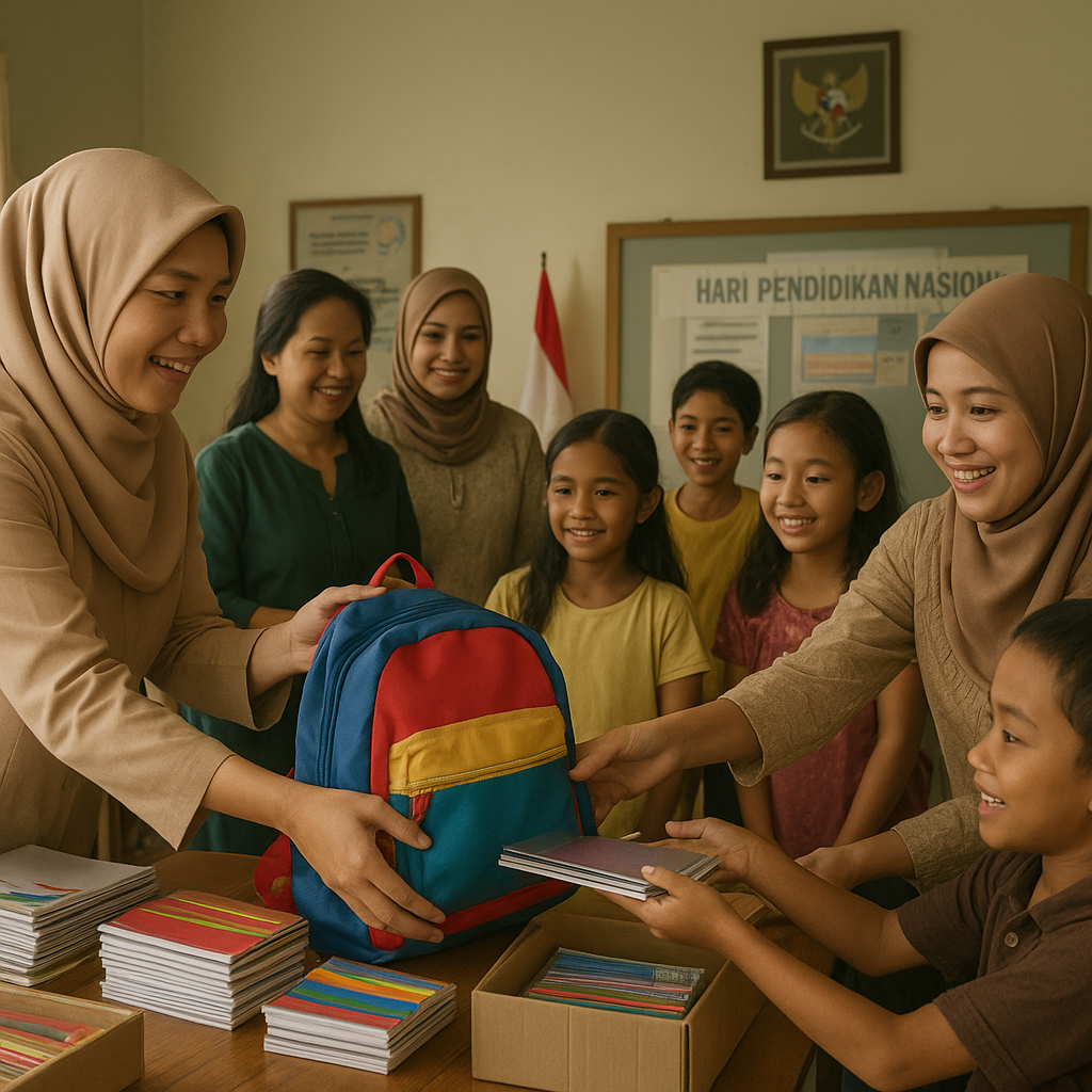 Keluarga Prajurit TNI Rayakan Hari Pendidikan dengan Bantuan Perlengkapan Sekolah untuk Anak Tidak Mampu