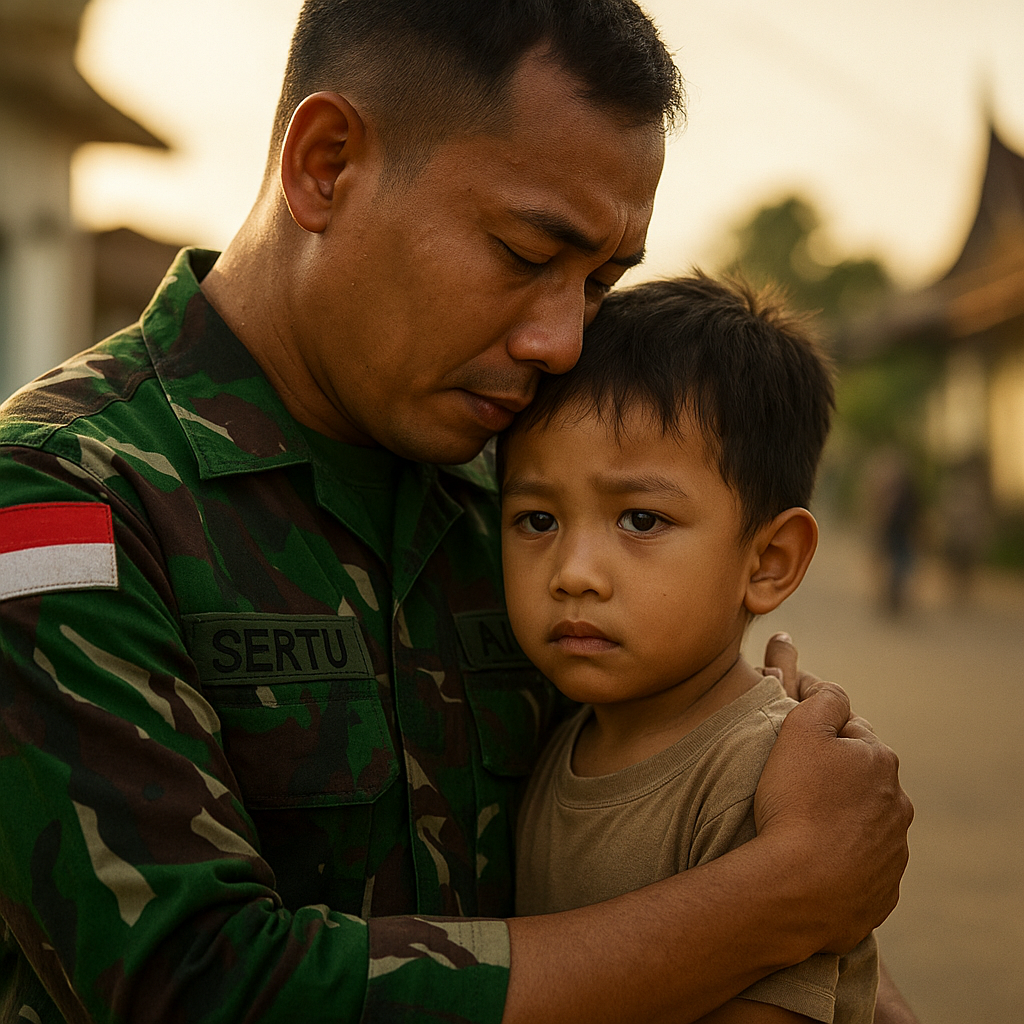 Belaian Seorang Ayah: Sertu Herman Warman di Padang Peluk Anaknya Saat Tak Mengenalnya