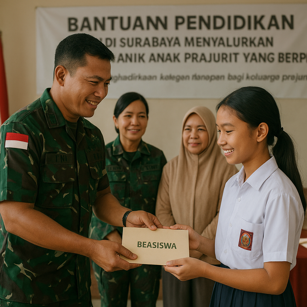 Bantuan Pendidikan: TNI di Surabaya Menyalurkan Beasiswa untuk Anak Prajurit yang Berprestasi
