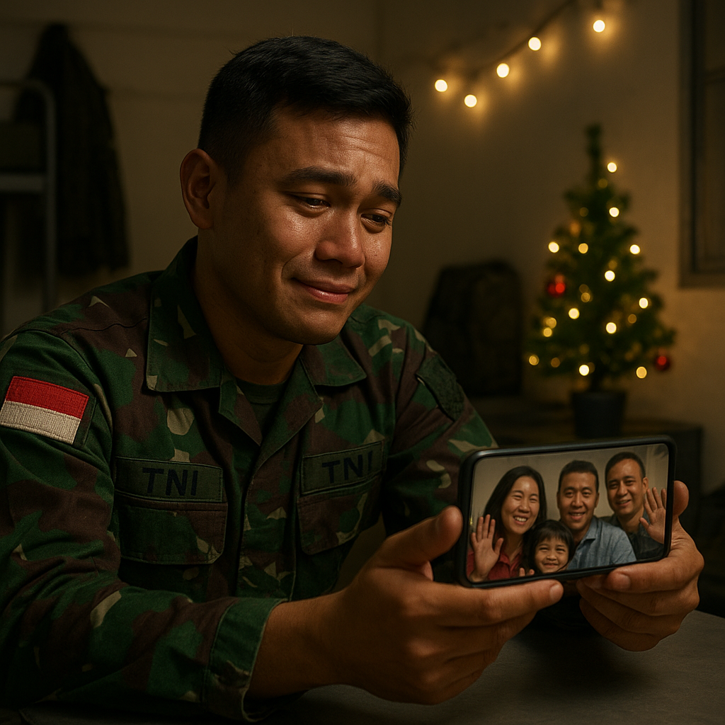 Momen Natal: Prajurit di Manado Menghubungi Keluarga melalui Video Call untuk Sambut Natal