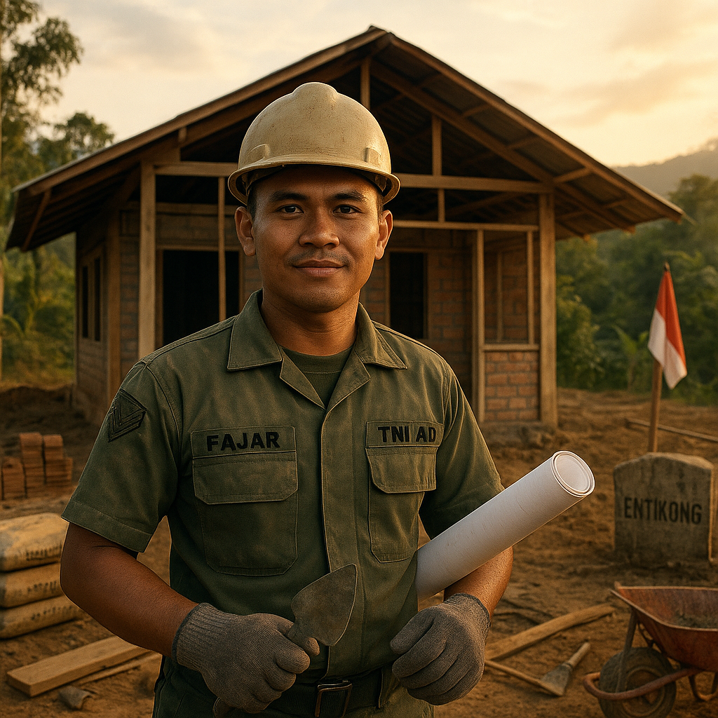Kopda Fajar Bangun Rumah Impian Sendiri untuk Keluarga di Tengah Tugas Perbatasan