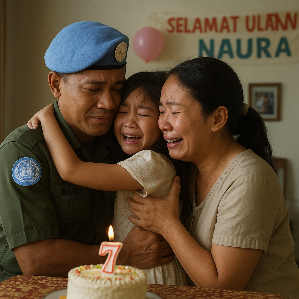 Kejutan Haru: Serma Budi Pulang dari Misi PBB dan Muncul di Ulang Tahun Anak