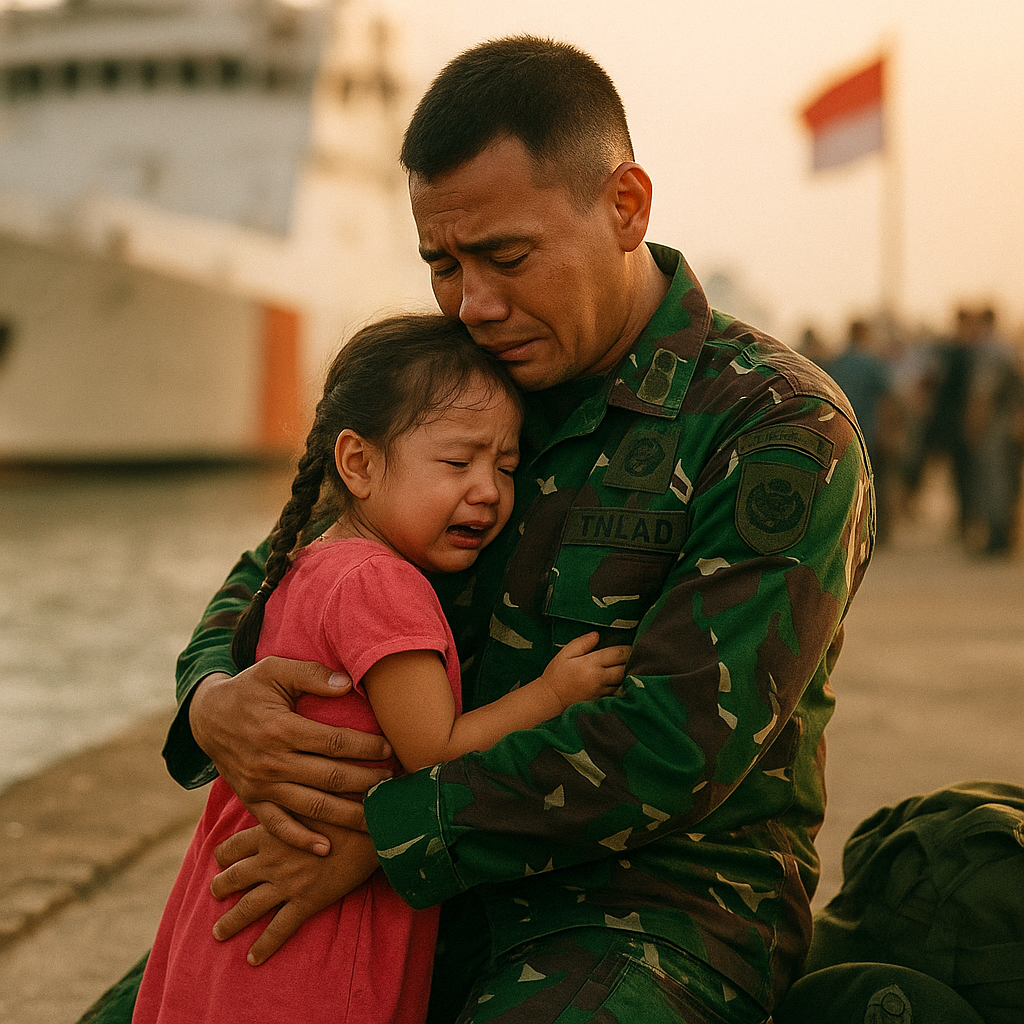 Perpisahan Haru Anak Bintara TNI AD dengan Ayahnya yang Bertugas ke Papua