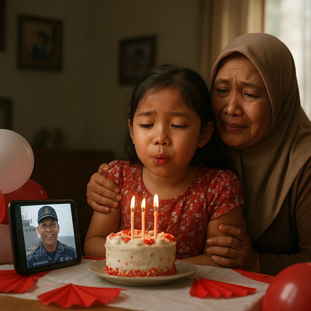 Kejutan Ulang Tahun Virtual untuk Putri Prajurit TNI yang Sedang Tugas di Kapal Perang