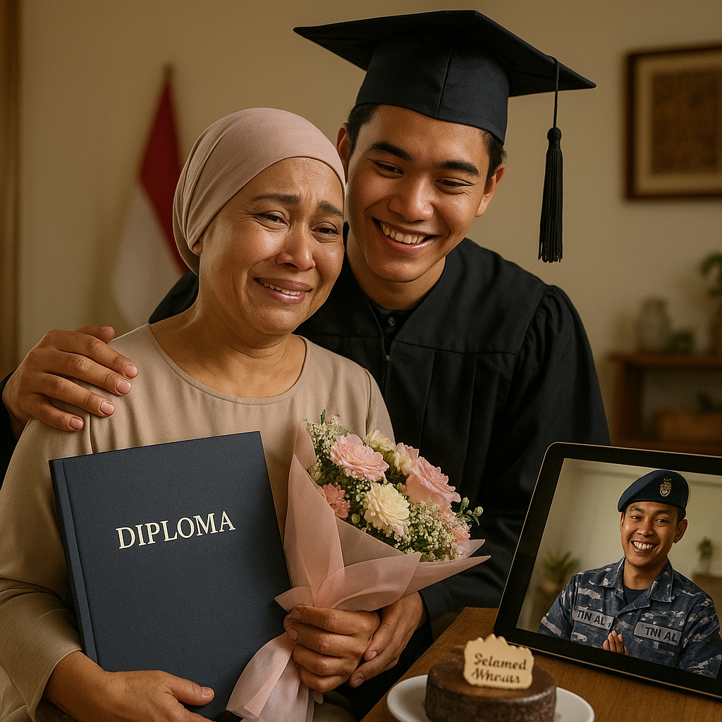 Istri Prajurit TNI AL di Surabaya Bangkit dari Kanker, Momen Haru Rayakan Kelulusan Anak di Tengah Pemulihan