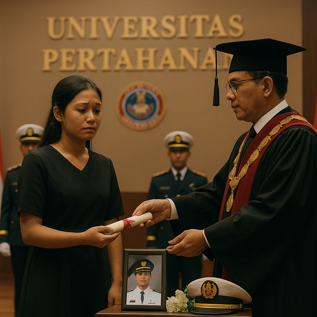 Kakak Prajurit TNI AL Wakili Wisuda Adik yang Gugur di Laut Natuna