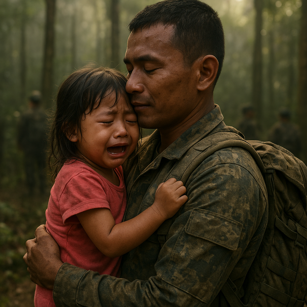 Viral, Video Anak Prajurit yang Menangis Haru saat Ayahnya Pulang dari Latihan Militer di Hutan