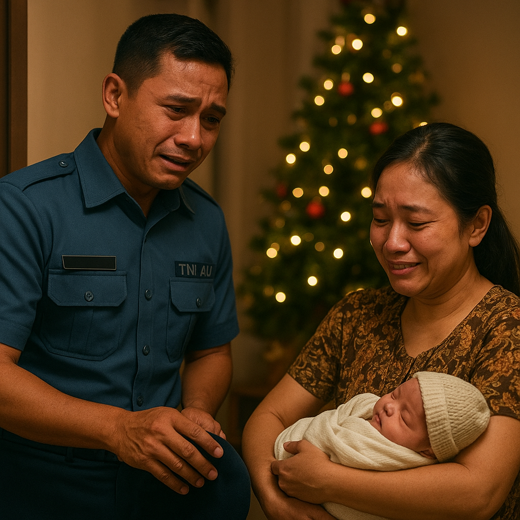 Kejutan Natal: Prajurit TNI AU Pulang dari Penugasan dan Menemui Anaknya yang Baru Lahir