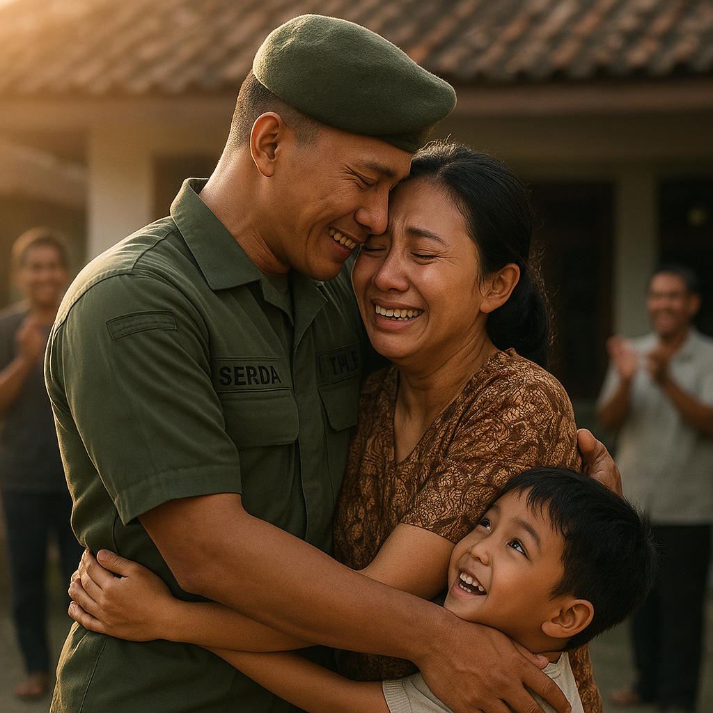 Prajurit TNI AD di Perbatasan Papua Pulang Kampung, Kejutan Haru untuk Istri dan Anak