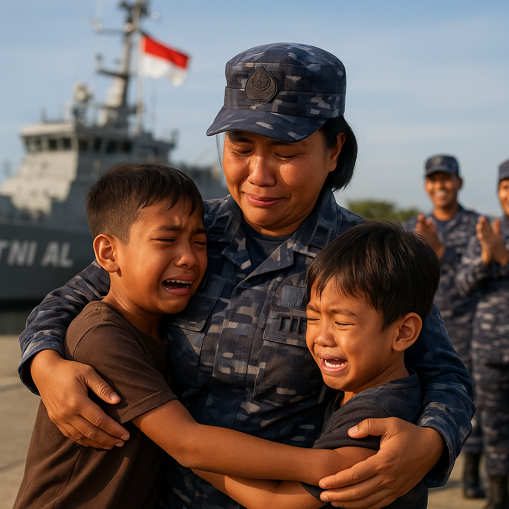 Video Kejutan Pulang Ibu Prajurit TNI AL dari Tugas Laut Lepas Bikin Haru
