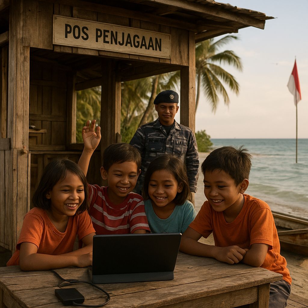 Anak-anak Prajurit TNI AL di Pulau Terpencil Belajar Daring dengan Semangat Tinggi