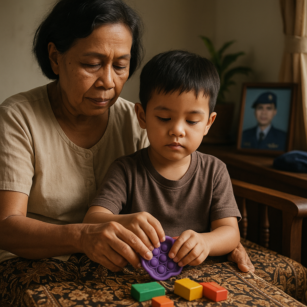 Perjuangan Ibu Mertua Anggota TNI AU Merawat Cucu Autis Saat Putrinya Bertugas