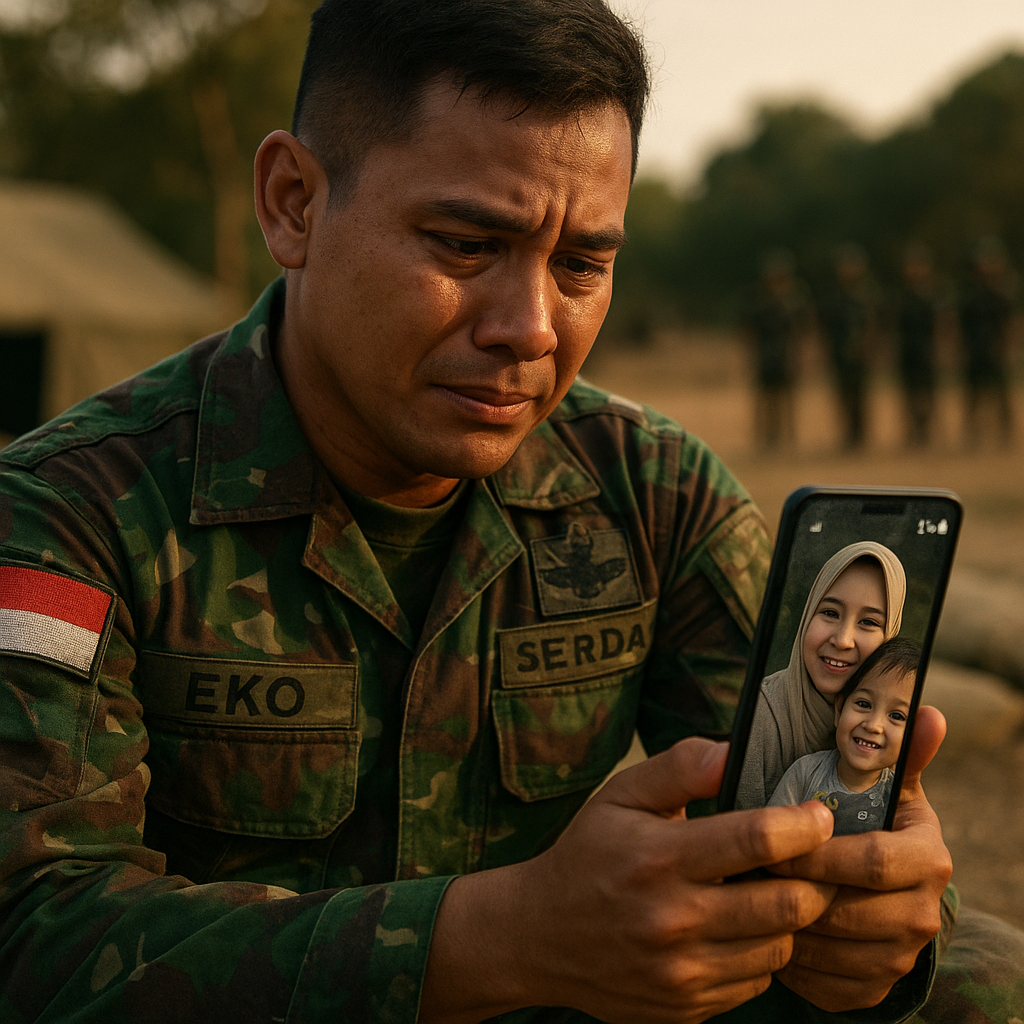 Serda Eko Selalu Bawa Ponsel ke Medan Tembak untuk Video Call Anak dan Istri
