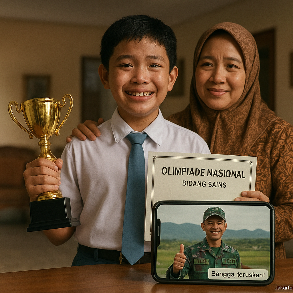 Anak Prajurit TNI AD Raih Juara Olimpiade Nasional, Ayah yang di Perbatasan Beri Semangat via Pesan