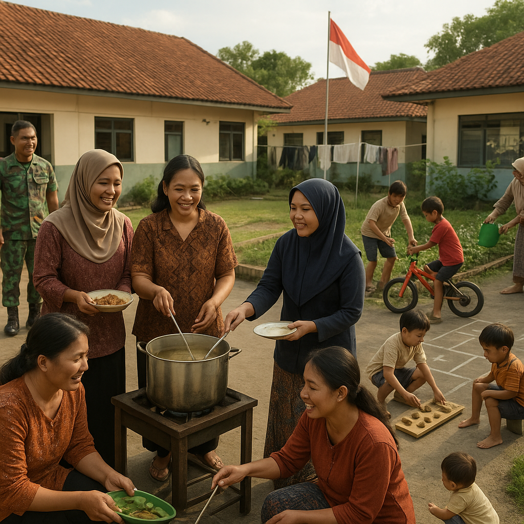 Keluarga Prajurit TNI yang Tinggal di Asrama Bersama Menjalani Hidup Komunal dengan Solidaritas Tinggi