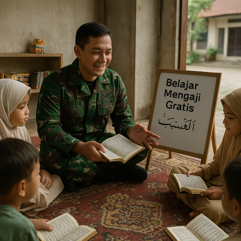 Rumah Dinas Ramah Anak: Cerita Kapten Agus, Prajurit TNI AD, jadi Guru Ngaji Anak-anak di Lingkungan Kompleks