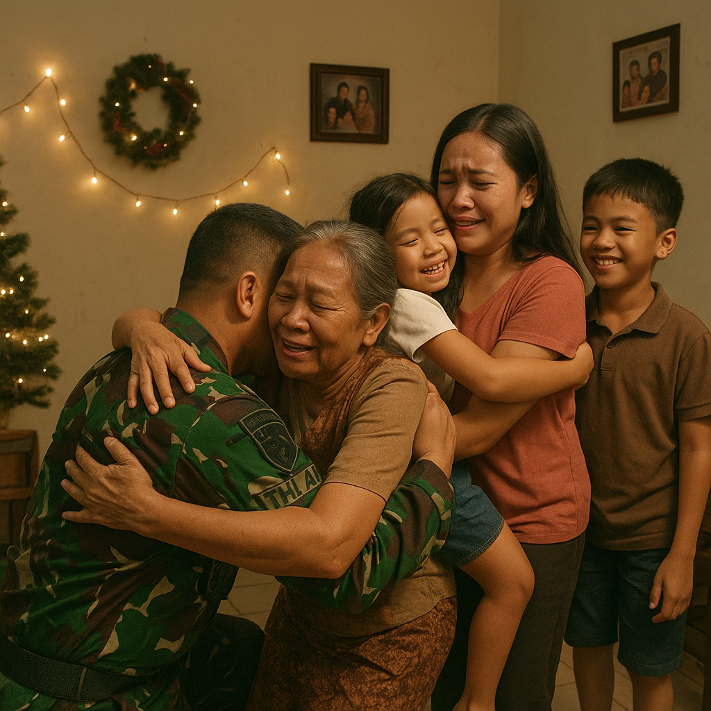 Kejutan Natal: Prajurit TNI AU yang Bertugas di Perbatasan Tiba-tiba Pulang Menemui Keluarga