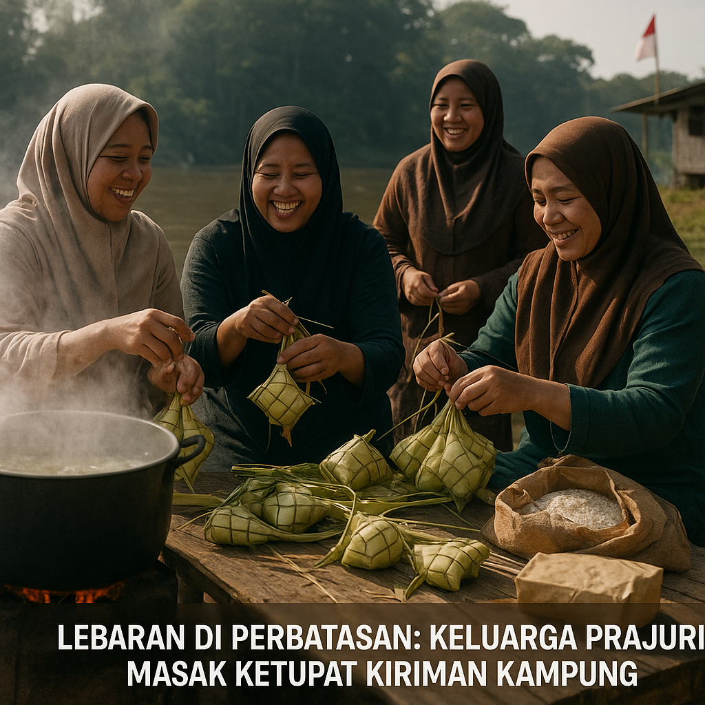 Lebaran di Perbatasan: Keluarga Prajurit TNI Masak Ketupat Kiriman Kampung