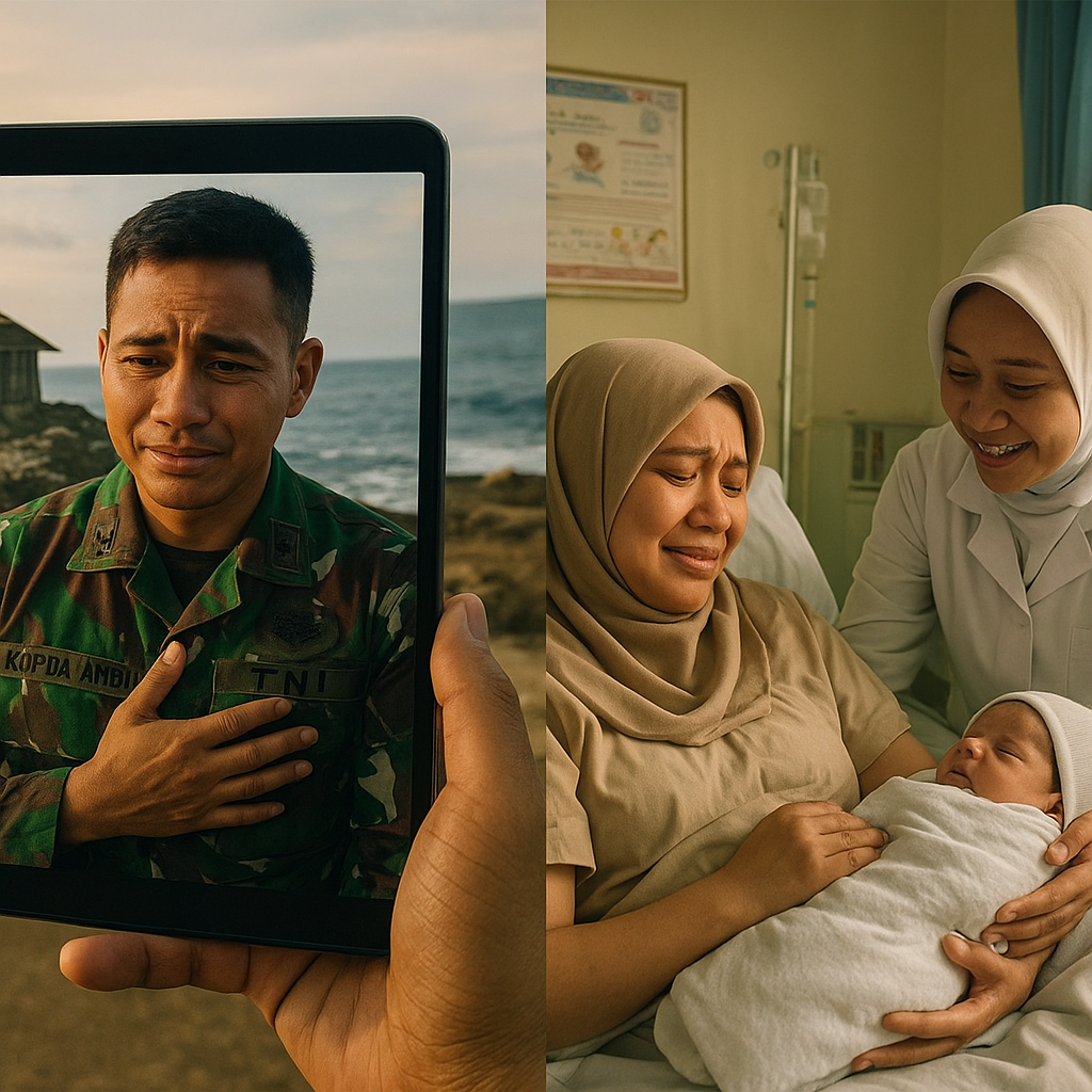 Prajurit TNI Bantu Persalinan Istrinya via Video Call dari Pulau Terdepan