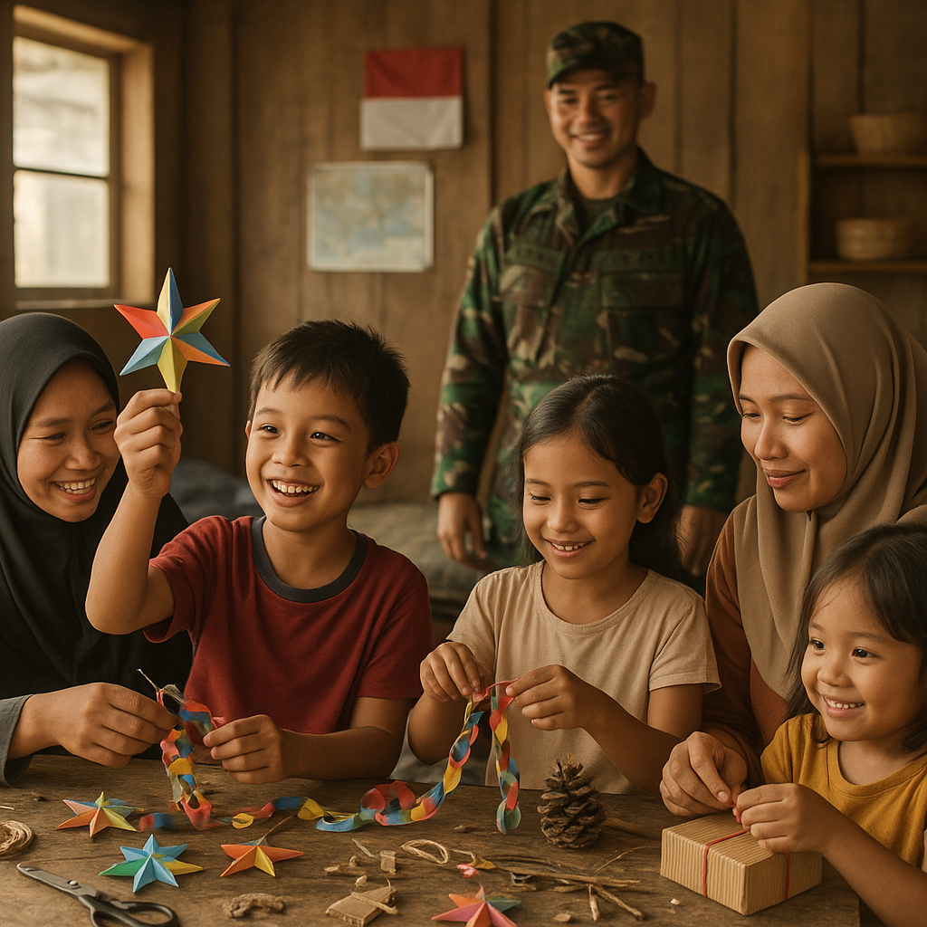 Anak-anak Prajurit TNI di Perbatasan Rayakan Natal Sederhana dengan Hadiah Buatan Sendiri