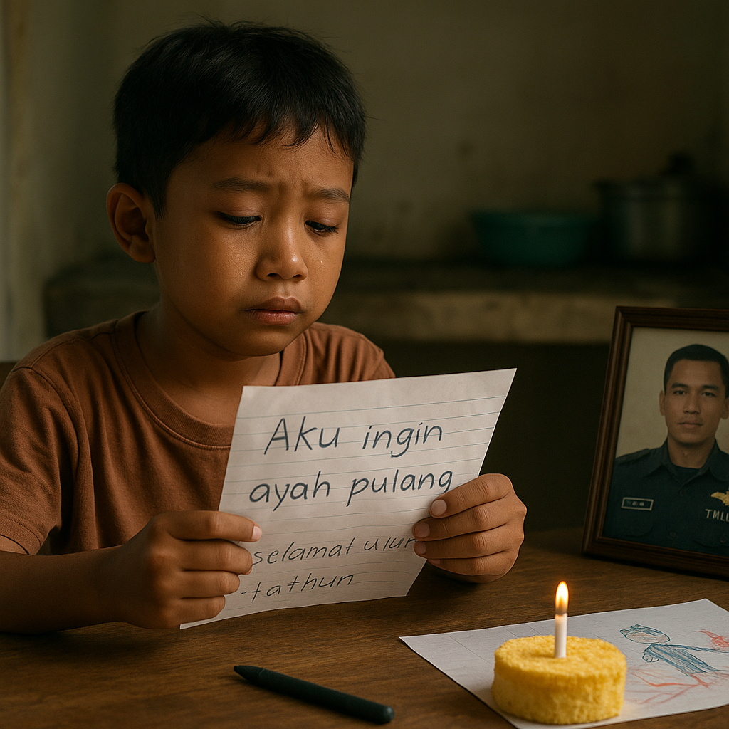 Surat Haru Anak Prajurit TNI AL di Hari Ulang Tahun: 'Aku Ingin Ayah Pulang'