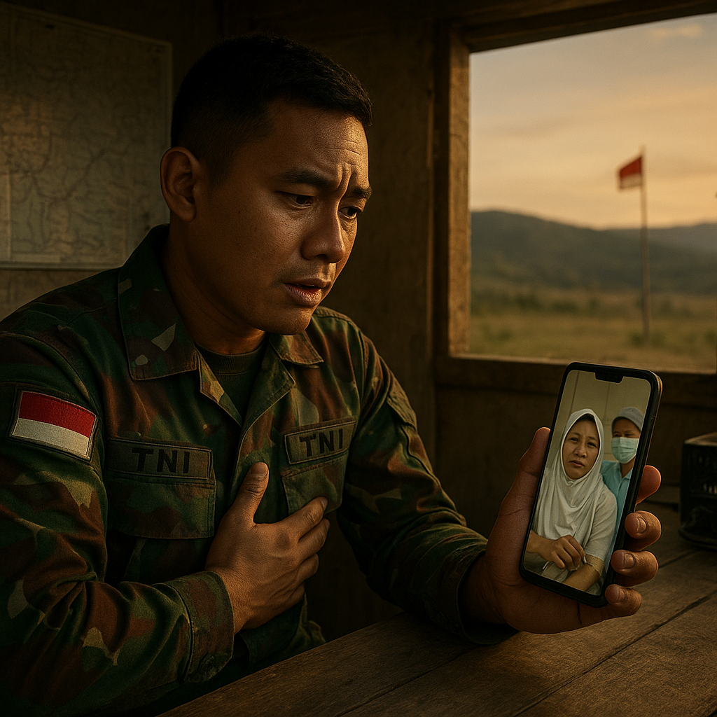 Prajurit TNI Bantu Persalinan Istrinya via Video Call dari Pos Terdepan