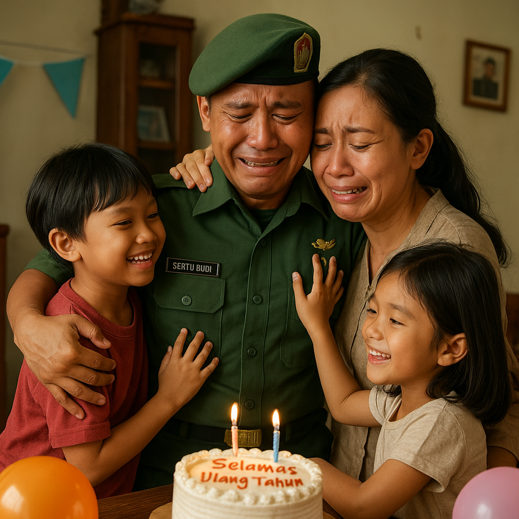 Reuni Haru: Prajurit TNI yang 10 Tahun Tugas Perbatasan Akhirnya Rayakan Ulang Tahun Anak