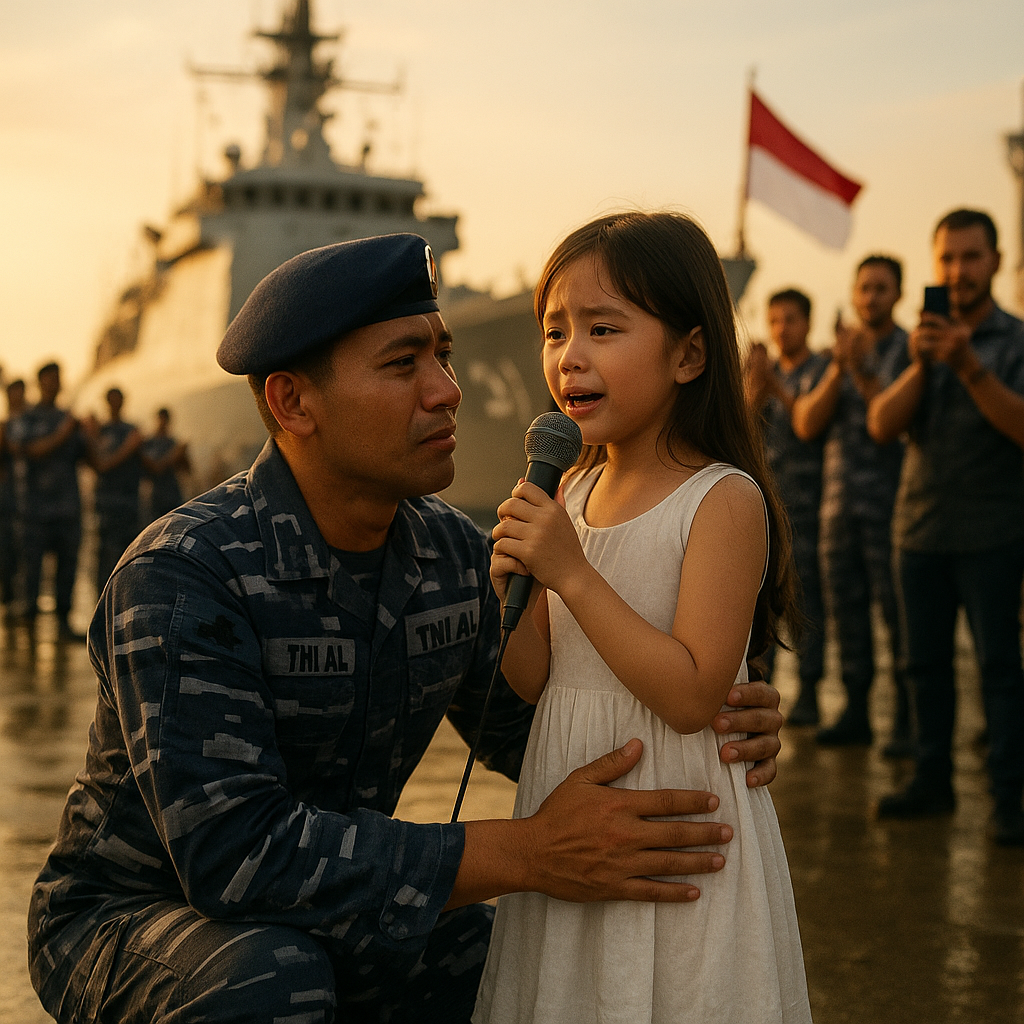 Pamit ke Tempat Tugas, Anak Prajurit TNI AL Beri Kejutan Lagu di Dermaga yang Bikin Haru