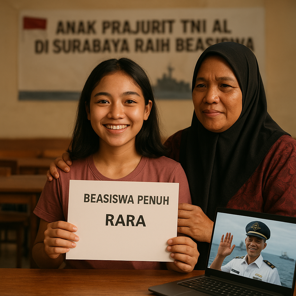 Anak Prajurit TNI AL di Surabaya Raih Beasiswa Berkat Prestasi, Dedikasi Ayah di Kapal Jadi Motivasi