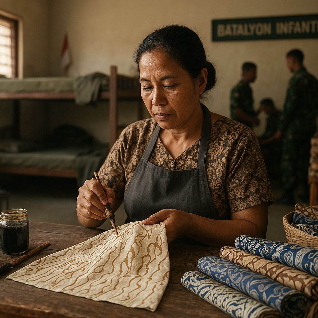 Ibu Prajurit Gantikan Peran Ayah, Bangun Usaha Batik di Asrama Militer