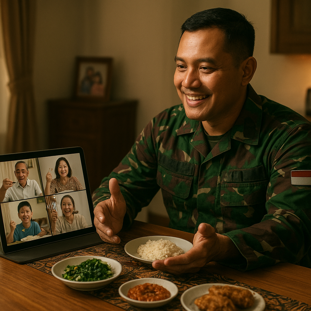 Keluarga Besar Jembatani Jarak: Tradisi Makan Bersama Virtual Keluarga Prajurit TNI yang Tersebar