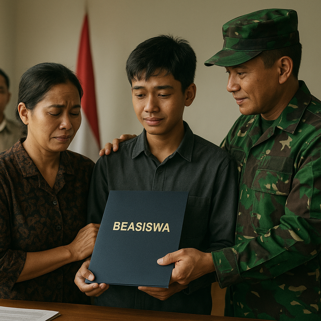 Bantuan Pendidikan Anak Prajurit TNI Korban Kecelakaan Dinas Dilanjutkan hingga Kuliah