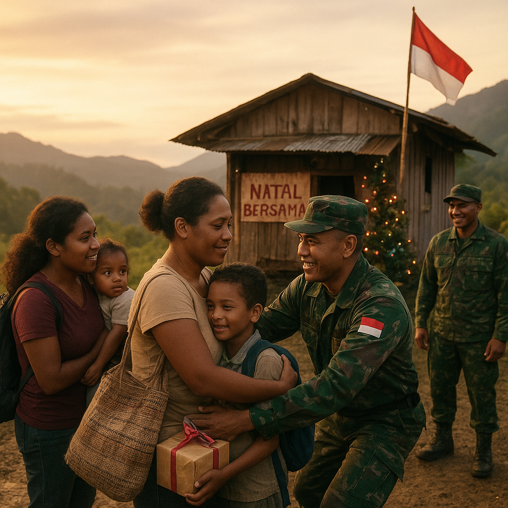 Natal Bersama di Pos TNI Terpencil: Keluarga Rela Tempuh Perjalanan Berhari-hari
