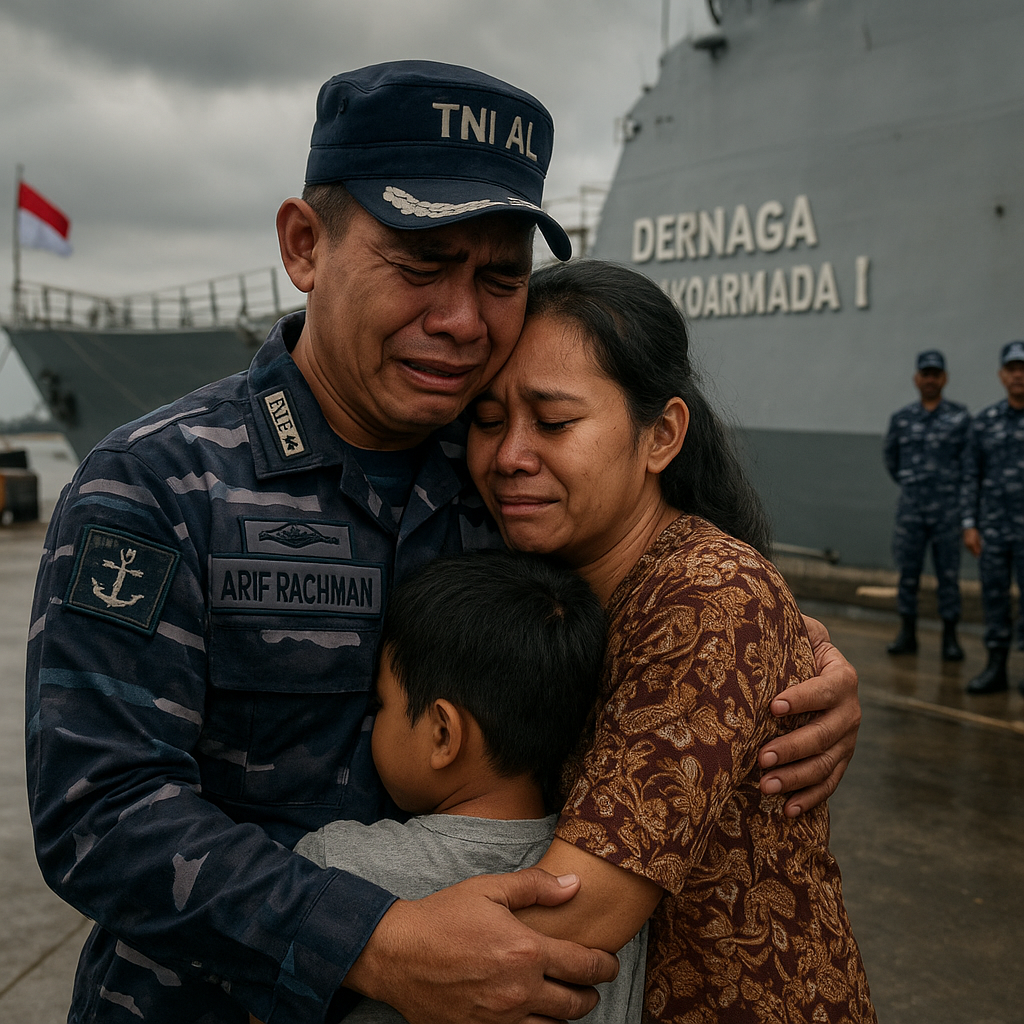 Tangis Haru Prajurit TNI AL Saat Bertemu Keluarga Setelah 8 Bulan Bertugas di Natuna