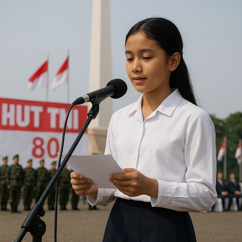 Peringatan HUT TNI: Anak Prajurit Berusia 12 Tahun Bacakan Surat untuk Ayah, 'Aku Rela Ayah Jaga Negara'