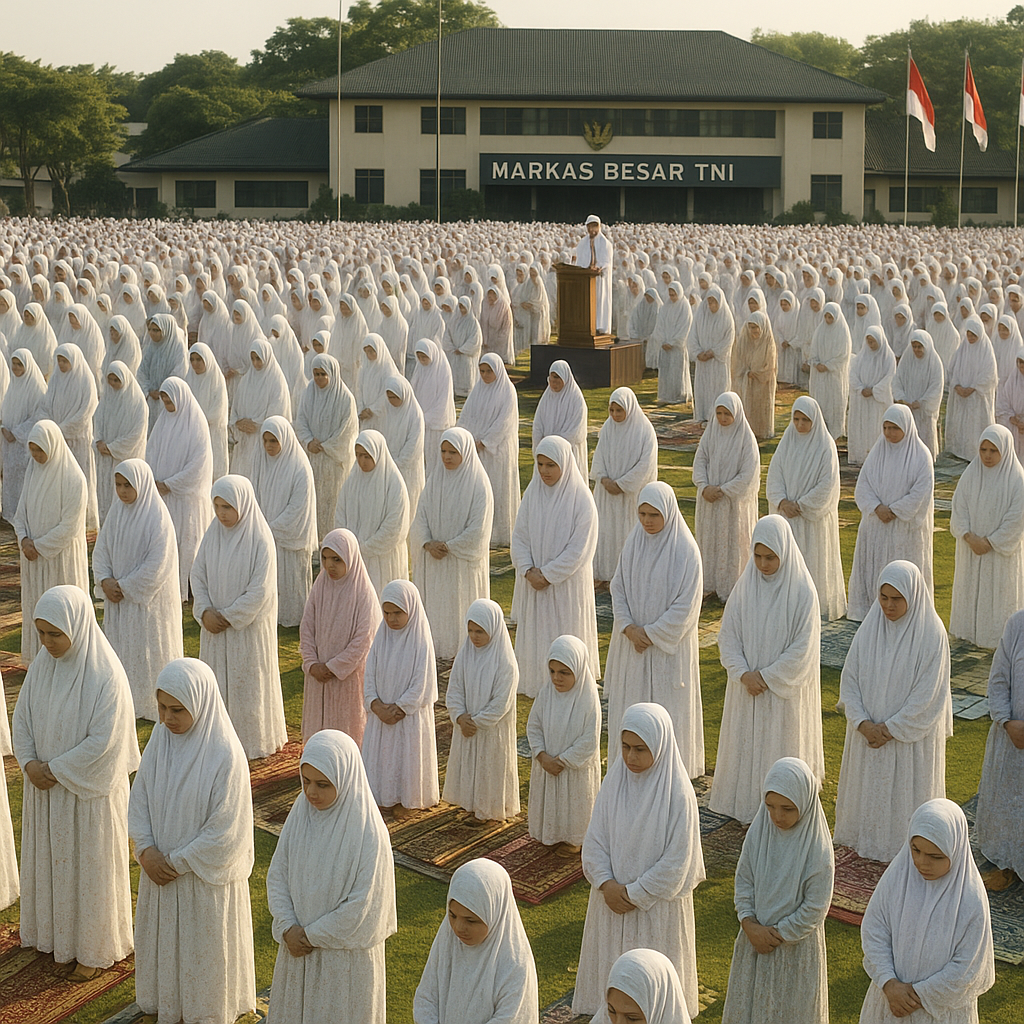 Idul Fitri 2026: Ribuan Istri dan Anak Prajurit Shalat Ied Bersama di Lapangan Mabes TNI, Doakan Prajurit di Daerah Operasi