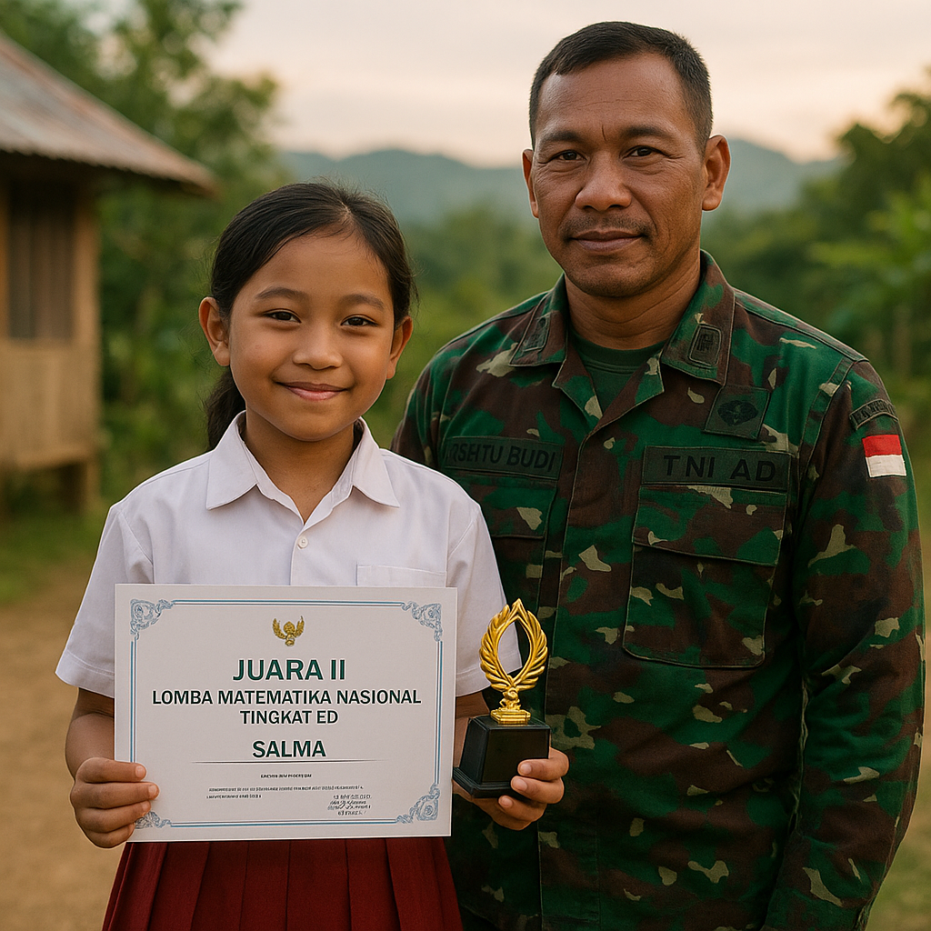 Anak Prajurit TNI AD di Papua Meraih Juara Lomba Matematika Nasional Meski Ayah Jarang Pulang