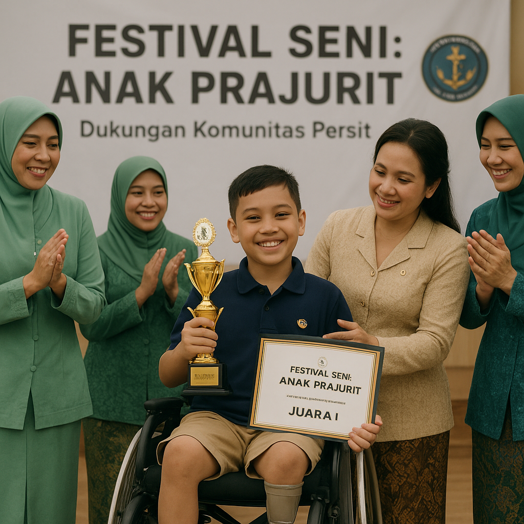 Anak Prajurit TNI AL dengan Disabilitas Menjuarai Festival Seni dengan Bantuan Komunitas Persit