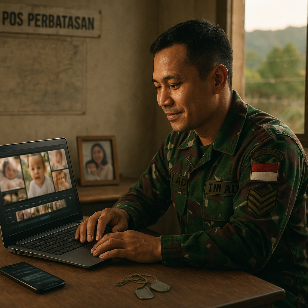 Prajurit TNI AD Membuat Video Kompilasi Pertumbuhan Anak untuk Istri selama Bertugas di Perbatasan