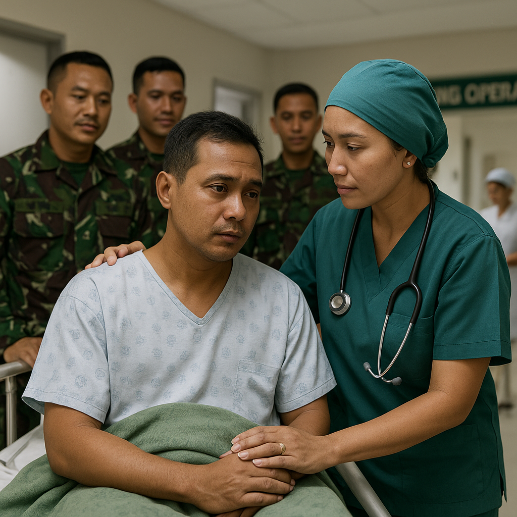 Suami Prajurit TNI AU Menjalani Operasi dengan Didampingi Istri Prajurit yang Berprofesi sebagai Dokter