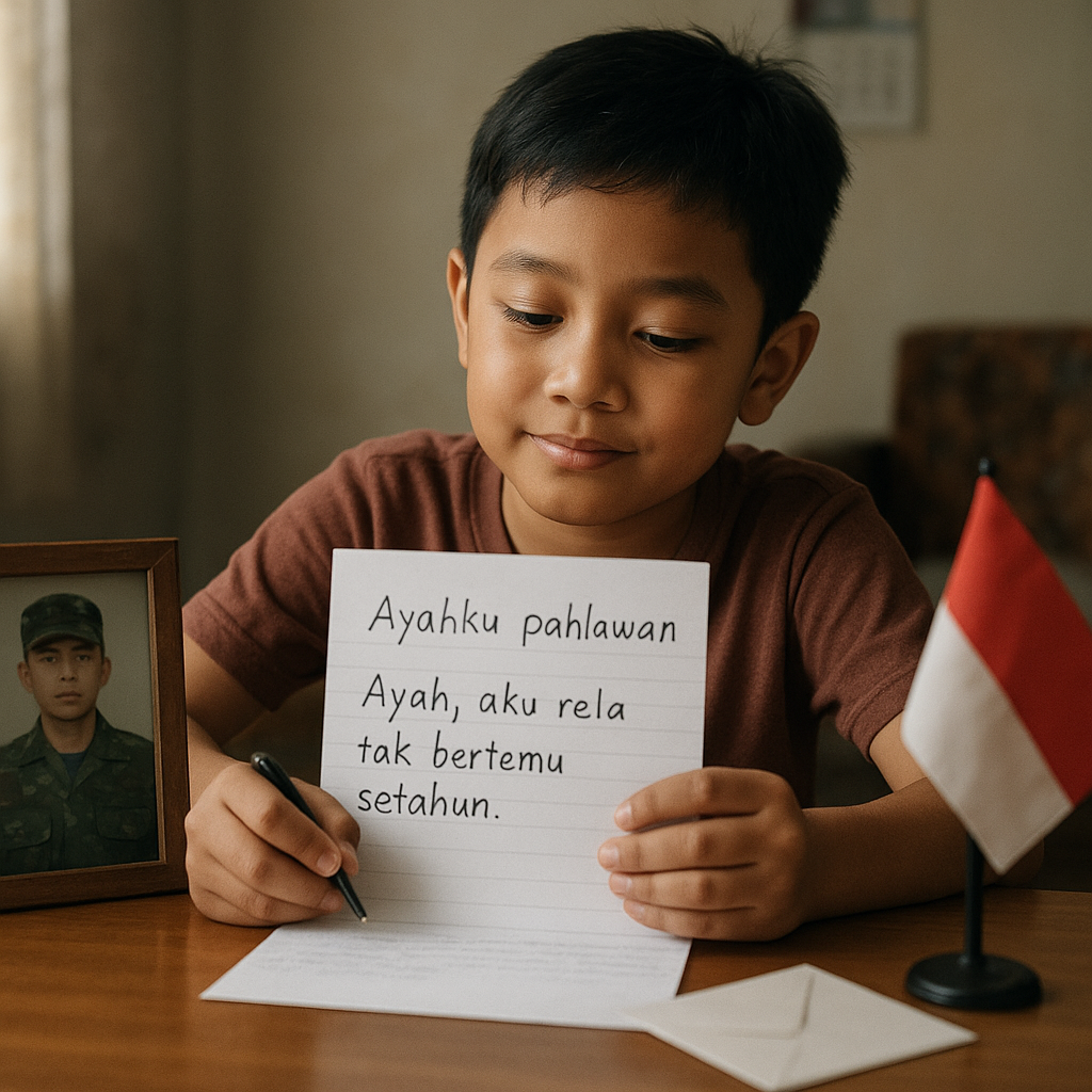 Anak Prajurit TNI AD di Papua: 'Ayahku Pahlawan, Aku Rela Tak Bertemu Setahun' – Surat Menyentuh Bocah 9 Tahun untuk Ayahnya di Operasi Damai Cartenz
